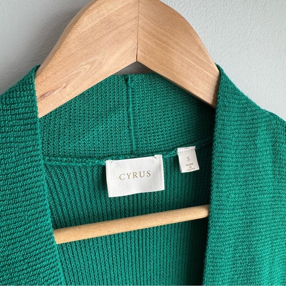 Cyrus Open Front Knit Cardigan Sz S Deep Kelly Green Sweater Classic Capsule EUC - Picture 3 of 11